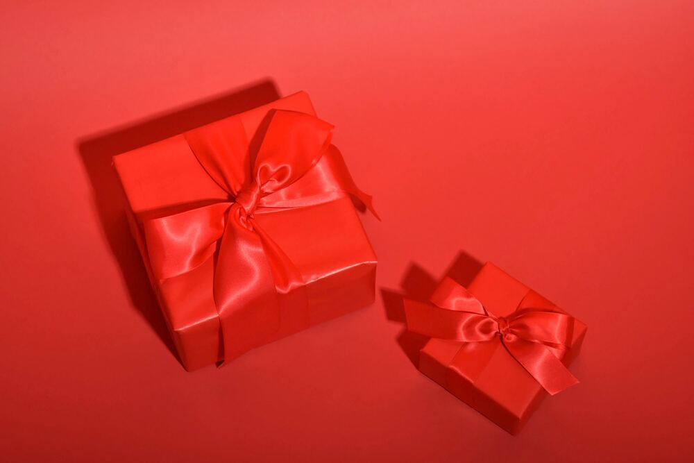 Two red gift boxes